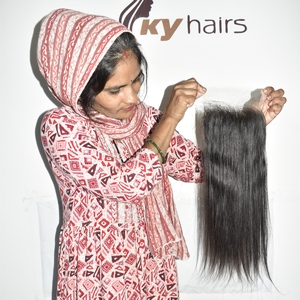 Extensiones de Cabello Humano Virgen Remy Sin Procesar al por Mayor de Fábrica, Cabello Indio Liso con Cierre de Encaje 6*6 HD, Ondas y Rizos, Precio Económico - Product Image 1