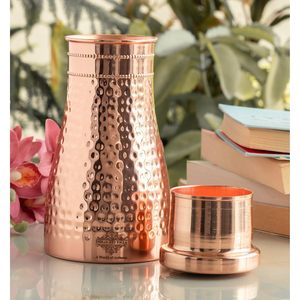 Hammered <b>Copper</b> Water <b>Bottle</b> with Lid 950ml Pure <b>Copper</b> Drink <b>Bottle</b> Leak Proof <b>Drinking</b> <b>Bottle</b> for Home Office Gym Yoga Travel - Product Image 2