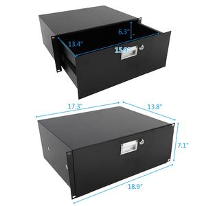 Armadio per Attrezzature DJ in Acciaio 4U con Cassetti e Chiavi - Nero - Rack Utilitario da 19 Pollici - Product Image 2