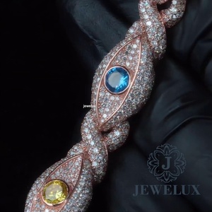 Bracelet Tennis Unisexe en Argent Plaqué Or avec Moissanite, Style Élégant et Haut de Gamme, Finition Brillante, Fermoir Sécurisé, Cadeau de Mariage - Product Image 2
