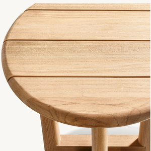 Modern Round Teak Coffee <b>Table</b> with Durable Eco-Friendly Wood for Terrace or Living Room Use - Product Image 6