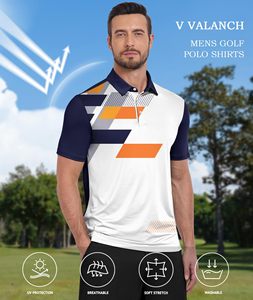 เสื้อโปโลพิมพ์ลายผู้ชาย ผ้าสี่ทางยืดหยุ่น แห้งเร็ว แขนสั้น สปอร์ต สำหรับเล่นกอล์ฟ ผลิตจากโพลีเอสเตอร์ 92% สแปนเด็กซ์ 8% - Product Image 2