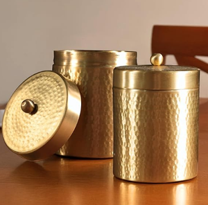 Handmade 100% Pure Metal Jar with Lid for Tea Sugar Dry Fruits <b>Container</b> Premium Steel Kitchen Storage <b>Container</b> Box - Product Image 6