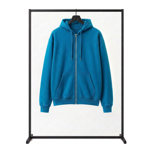 เสื้อฮู้ดซิปผู้ชายสีส้ม ทรงปกติ สีพื้น ผ้าฝ้ายฟลีซ ใส่สบาย เป็นมิตรกับสิ่งแวดล้อม สไตล์ฮิปฮอป มีกระเป๋าหน้าเต็มตัว - Product Image 2