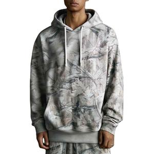 Sweat à capuche oversize en molleton tie-dye à transfert thermique de 350 g/m², personnalisable, style hip-hop streetwear pour hommes - Product Image 1