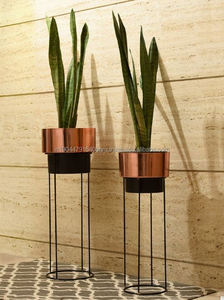 La mejor venta de maceta de cobre y negro de doble tono de metal con soporte - Product Image 6