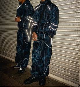 Conjunto Deportivo Personalizado para Hombre, Chaqueta Cortavientos Reflectante 3M, Sudadera con Capucha de Nailon, Pantalones Deportivos Sólidos, Conjuntos Reflectantes Disponibles - Product Image 2