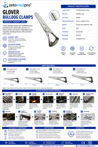 Pinces de chirurgie cardiovasculaire GLOVER Bulldog Clamps Straight DeBAKEY Jaws, longueurs totales 5,1 cm, 6,4 cm, 8,9 cm, 12,1 cm, ZETOMEDPRO - Product Image 5