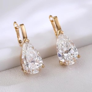 Teardrop Lab Grown 1.01CT VS1 Pear Cut Diamond Stud <b>Earrings</b> For Unisex 14K Rose Gold <b>Fine</b> Wedding Promise Gift Her - Product Image 2