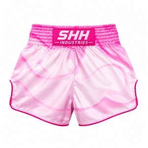 Shorts de Muay Thai personnalisés SHH en satin rose pour hommes, shorts de boxe et de kickboxing, vêtements d'entraînement d'arts martiaux avec logo personnalisé - Product Image 2