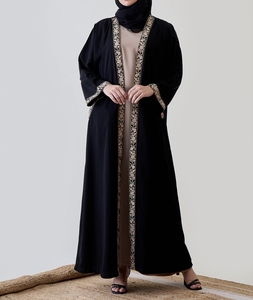 Wholesale Beautiful Dubai Women Abaya Traditional Islamic Muslim Clothing & <b>Accessories</b> <b>Floor</b> Length Front Open Long Sleeves - Product Image 1