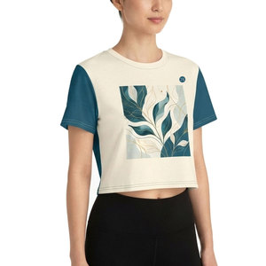 T-shirt court pour femme, tissu doux, manches courtes, col rond, confortable, décontracté, idéal pour les journées d'été et les activités de plein air - Product Image 1