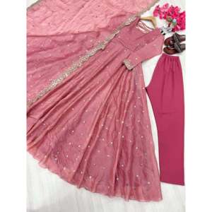 PD-Aarohi Vestidos de noche de diseñador Vestido de fiesta de lujo con Dupatta y parte inferior en rosa Talla M Look elegante - Product Image 4