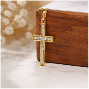 Pendentifs et breloques en or massif 10K, mini croix angulaire personnalisée, sertie de diamants naturels, pour la communion chrétienne, bijoux fins, tendance et très demandés - Product Image 4