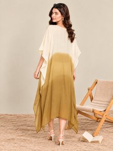Robe maxi bohème tie-dye à ourlet asymétrique et manches chauve-souris, robe décontractée d'été coupe trapèze - Product Image 2
