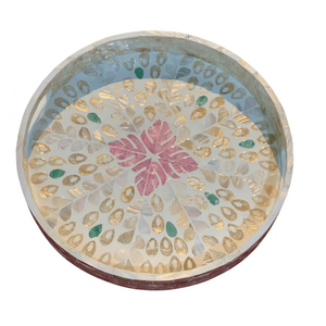Dining Gem Mother of Pearl Inlay Serving Tray Handcrafted Sustainable Platter for Luxury <b>Tabletop</b> <b>Storage</b> - Product Image 2