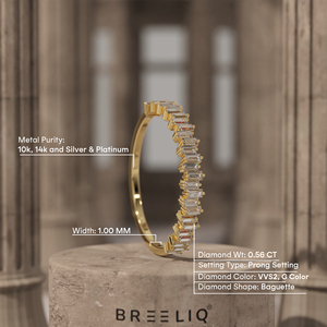 Anillo de Oro Sólido de 14K con Diamantes Cultivados en Laboratorio, Estilo Corona, Barra Vertical, Apilable, Anillo de Boda, Joyería de Diseño - Product Image 2