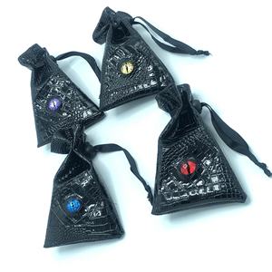 Bolsa de Dados Hecha a Mano de Cuero PU con Diseño de Ojo de Dragón, Cierre con Cordón, Bolsa de Almacenamiento para Dados D&D, Textura Negra en Relieve - Product Image 4