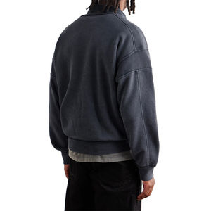 Sudadera con capucha unisex personalizada de algodón lavado estilo vintage, con media cremallera, holgada, retro, deportiva - Product Image 3