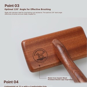 Brosse à poils pour animaux de compagnie, en bois, à poils doux, légère, pour le toilettage, accessoires essentiels pour le toilettage des animaux, brosse pour chien. - Product Image 5