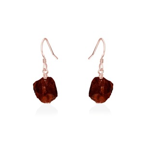 Handmade Raw Garnet Hoop <b>Earrings</b> Natural January Birthstone <b>Gold</b> Plated <b>Dangle</b> <b>Earrings</b> for Women - Product Image 3