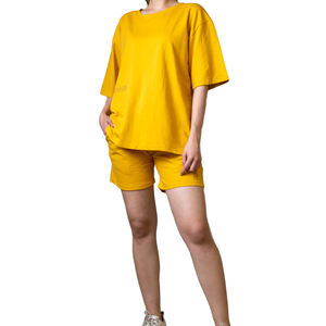 T-shirts et shorts décontractés en fibre de bambou de haute qualité, lavés, 275g, coupe ample, vierges, pour hommes et femmes - Product Image 1