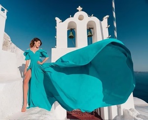 Vestido largo hecho a mano para sesión de fotos de Santorini para mujer - Product Image 1