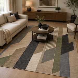 Alfombra Moderna Geométrica de Lana de Nueva Zelanda Anudada a Mano – Alfombra de Lujo Hecha a Mano - Product Image 2