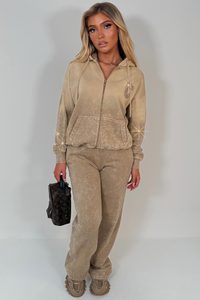 Ensemble de survêtements pour femmes personnalisés en gros, en molleton épais respirant, effet délavé, aux prix de gros les plus bas - Product Image 4