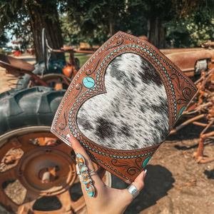 New Bohemian 100% Genuine Leather <b>Wallet</b> Geometric Vintage Handmade Fold Closure <b>RFID</b> Blocking Waterproof Women's Short Style - Product Image 1