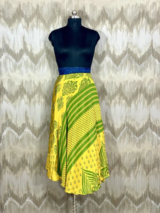Falda reversible de seda tipo sari, estampado floral bohemio, vestido convertible, estilo otoñal para mujer - Product Image 3