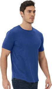 Camiseta de Algodón de Manga Corta con Cuello Redondo y Color Sólido para Hombre, Corte Regular, Tejido Jersey Informal y Transpirable - Product Image 3