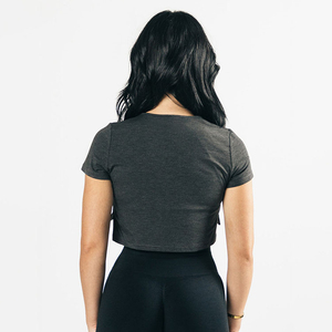 Ropa deportiva de primera calidad, tops cortos ajustados para mujer, de secado rápido, transpirables, con cuello redondo, camisetas de jersey para damas. - Product Image 3