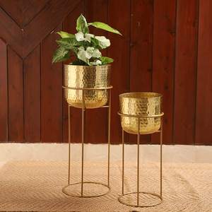 Jardinières en métal sur pieds, pots de plantes décoratifs d'intérieur pour salon, chambre, balcon, bureau - Product Image 2