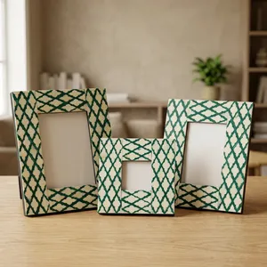 Handcrafted Agate Quartz Marble Geometric Pattern Photo <b>Frame</b> Set Natural Stone Tabletop Decorative Display Luxury Gift - Product Image 2