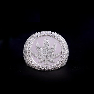 Iced Out Style Engagement <b>Ring</b> for <b>Men</b> 925 Sterling <b>Silver</b> Rhodium Plated Moissanite Diamond Vintage Leaf Hip Hop Bling Jewelry - Product Image 1