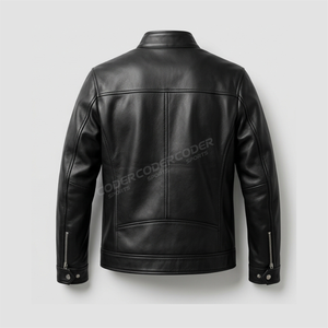 Chaqueta de Cuero Vintage para Hombre al por Mayor con Logotipo Bordado y Diseños de Parches, Cuello Vuelto y Cierre de Cremallera - Product Image 2
