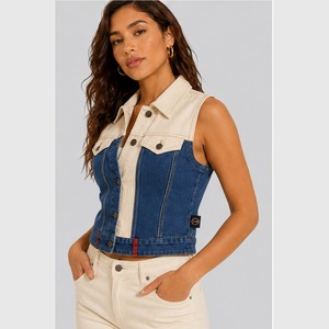 Chaleco Vaquero Estilo Vintage sin Mangas para Mujer, con Botones al Frente, para Moda Casual, Viajes y Festivales - Product Image 1