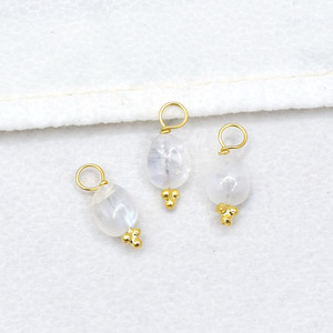 <b>Moonstone</b> Smooth Tumble Charm 8 to 10mm Natural Gemstone <b>Pendant</b> Dainty Jewelry Supply Gift For Her - Product Image 1