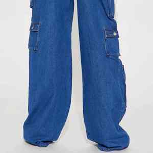 Pantalones Cargo de Mezclilla Holgados para Mujer, Estilo Urbano, con Múltiples Bolsillos, Pantalones Casuales a la Moda, MOQ Bajo - Product Image 3