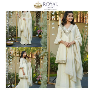 Vente en gros de vêtements traditionnels pour enfants, style indien, costume Sharara en soie Cosmos Gold Jari pour filles, vêtements de mariage - Product Image 5