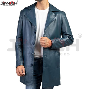 เสื้อโค้ทหนังทรงยาวสำหรับผู้ชาย ฤดูหนาว แฟชั่นทันสมัย ทรงเข้ารูป ราคาขายส่ง เสื้อโค้ทหนังกันหนาวสำหรับกิจกรรมกลางแจ้ง - Product Image 2