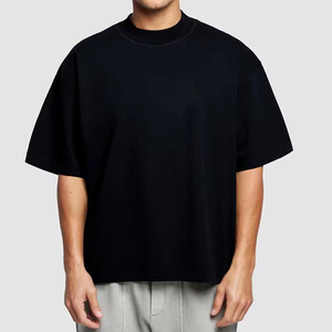 T-shirt décontracté à manches courtes et col rond pour homme grande taille, couleur unie, en jersey de coton, design uni - Product Image 4