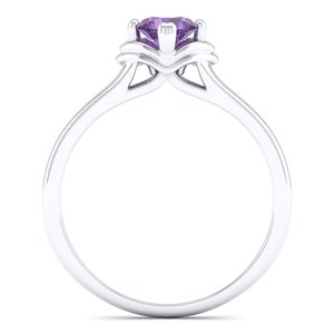 Anillo solitario REYES de nuevo diseño con corte redondo, gema de amatista de 0.5 quilates, certificado GRA, plata de ley 925, joyería de moissanita para mujer - Product Image 4