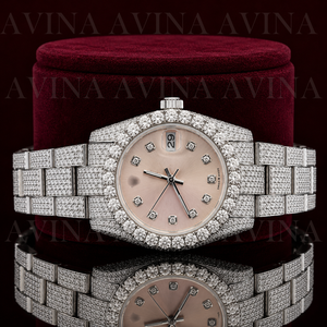Reloj de Lujo para Hombre, de Acero Inoxidable, Completamente Cubierto de Moissanita, con Movimiento de Cuarzo |   Reloj de pulsera con esfera numérica estilo cubano, con moissanita VVS, escala analógica y resistente al agua - Product Image 4