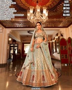 Lehenga Tradicional Gulnaar Radiance de Seda Satinada, Largo Hasta el Suelo, para Bodas y Diwali - Product Image 1