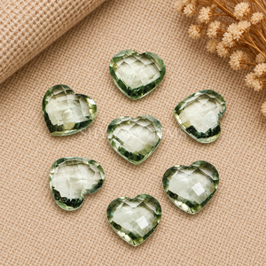 Cuarzo Amatista Verde Facetado en Forma de Corazón de 10mm, Cuentas Sueltas para Fabricación de Joyas, Colgantes, Manualidades, Suministros de Joyería al por Mayor - Product Image 4