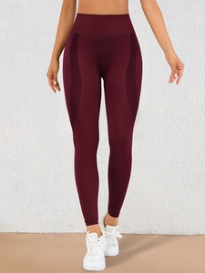 Leggings de compression taille haute pour femme, effet push-up, bordeaux, pour le sport, le yoga et la course à pied - Product Image 2