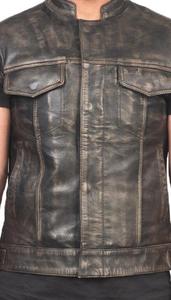 Gilet de motard en cuir marron pour homme de qualité supérieure, veste sans manches classique pour moto, style minimaliste, cuir véritable, faible MOQ - Product Image 5