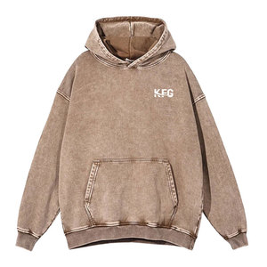 Vente en gros : Sweat à capuche personnalisable, style streetwear hivernal, basique, en molleton mélangé de coton délavé à l'acide, avec poches, intérieur brossé doux, unique - Product Image 1